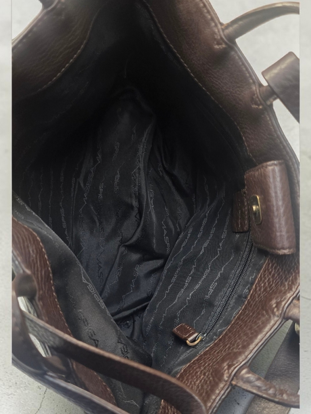 Via Spiga Leather Chocolste Brown Tote Shoulder Bag Purse - Picture 11 of 11